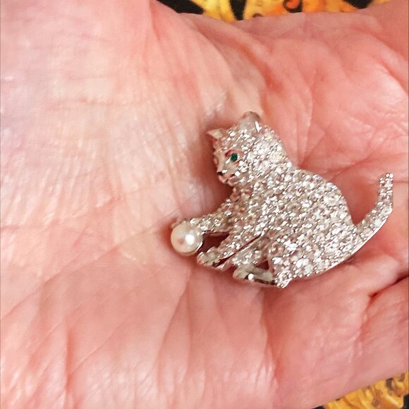 Kitty bling - vintage signed Swarovski brooch - Picture 2 of 5